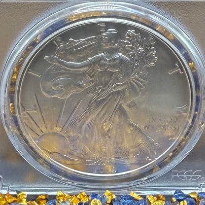 Burnished 2019 (W) $1 American Silver Eagle PCGS SP70 Denver First Strike Silver Foil Label - Rare 1 of 79 Mint!