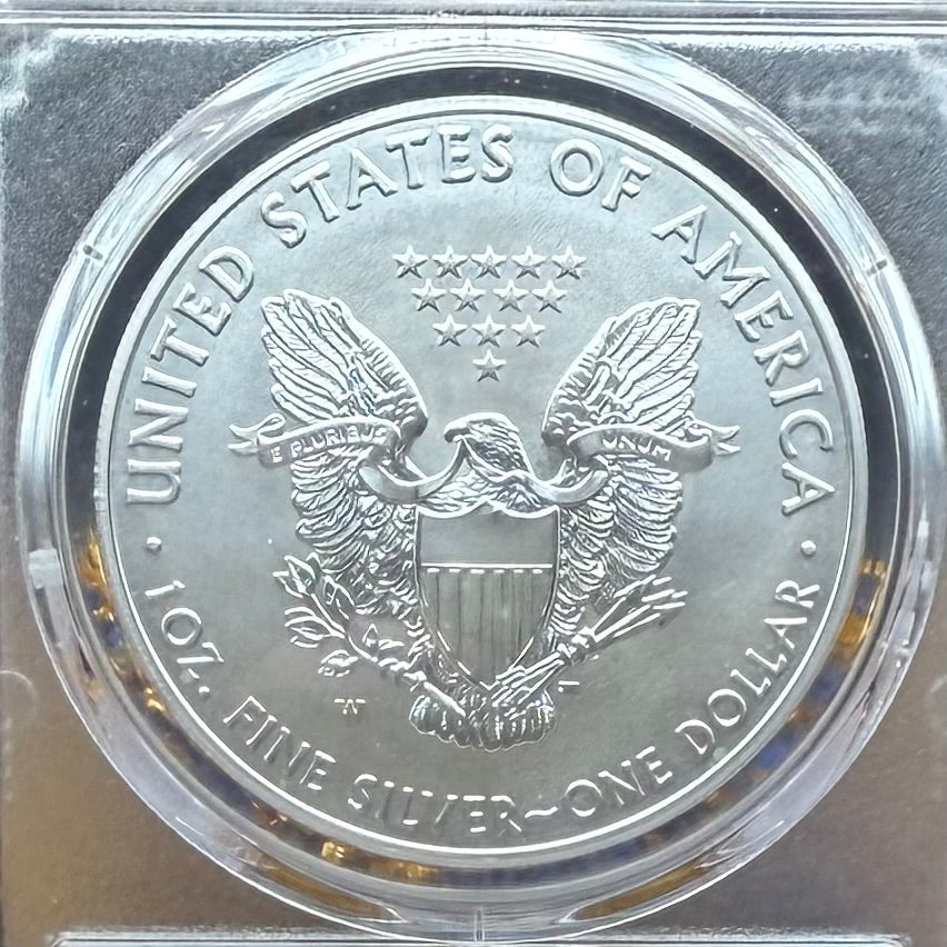 Burnished 2019 (W) $1 American Silver Eagle PCGS SP70 Denver First Strike Silver Foil Label - Rare 1 of 79 Mint!