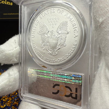 Burnished 2019 (W) $1 American Silver Eagle PCGS SP70 Denver First Strike Silver Foil Label - Rare 1 of 79 Mint!