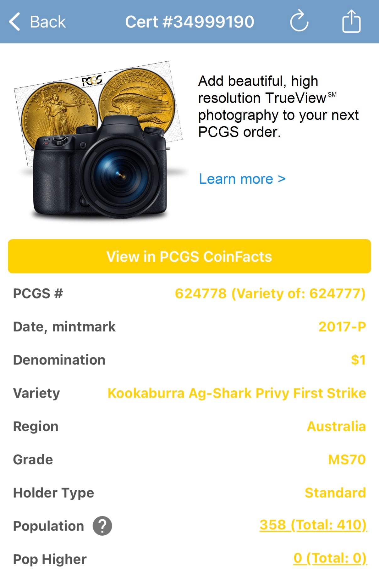 2017 P Silver $1 Australia Silver Dollar PCGS First Strike MS70 Australia Kookaburra - Shark Privy (1 of 358) Mint