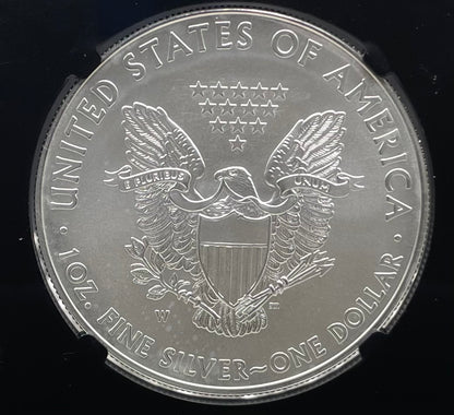 Burnished 2015 (W) $1 American Silver Eagle NGC MS70 First Day of Issue Black Core Gold Star Label Mint Condition (1 of 6,091)