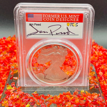 Proof 2020 (S) $1 American Silver Eagle PCGS PR70DCAM FDOI American Flag Label Jim Peed Signed Label Mint Condition (1 of 1,295)