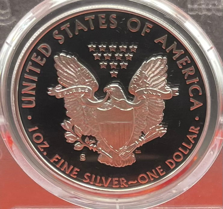 Proof 2020 (S) $1 American Silver Eagle PCGS PR70DCAM FDOI American Flag Label Jim Peed Signed Label Mint Condition (1 of 1,295)
