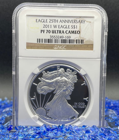 Proof 2011 (W) $1 American Silver Eagle NGC PF70 Brown Label 25th Anniversary ( 1 of 5,562)