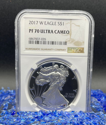 Proof 2017 (W) $1 American Silver Eagle NGC PF70 Modern Brown Label Mint Condition (1 of 4,190)