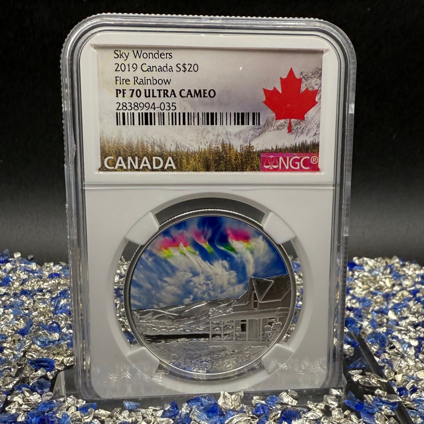 2019 $20 Canada Silver Dollar PCGS PR70DCAM Sky Wonders Fire Rainbow Colorized (1 of 12) Mint!