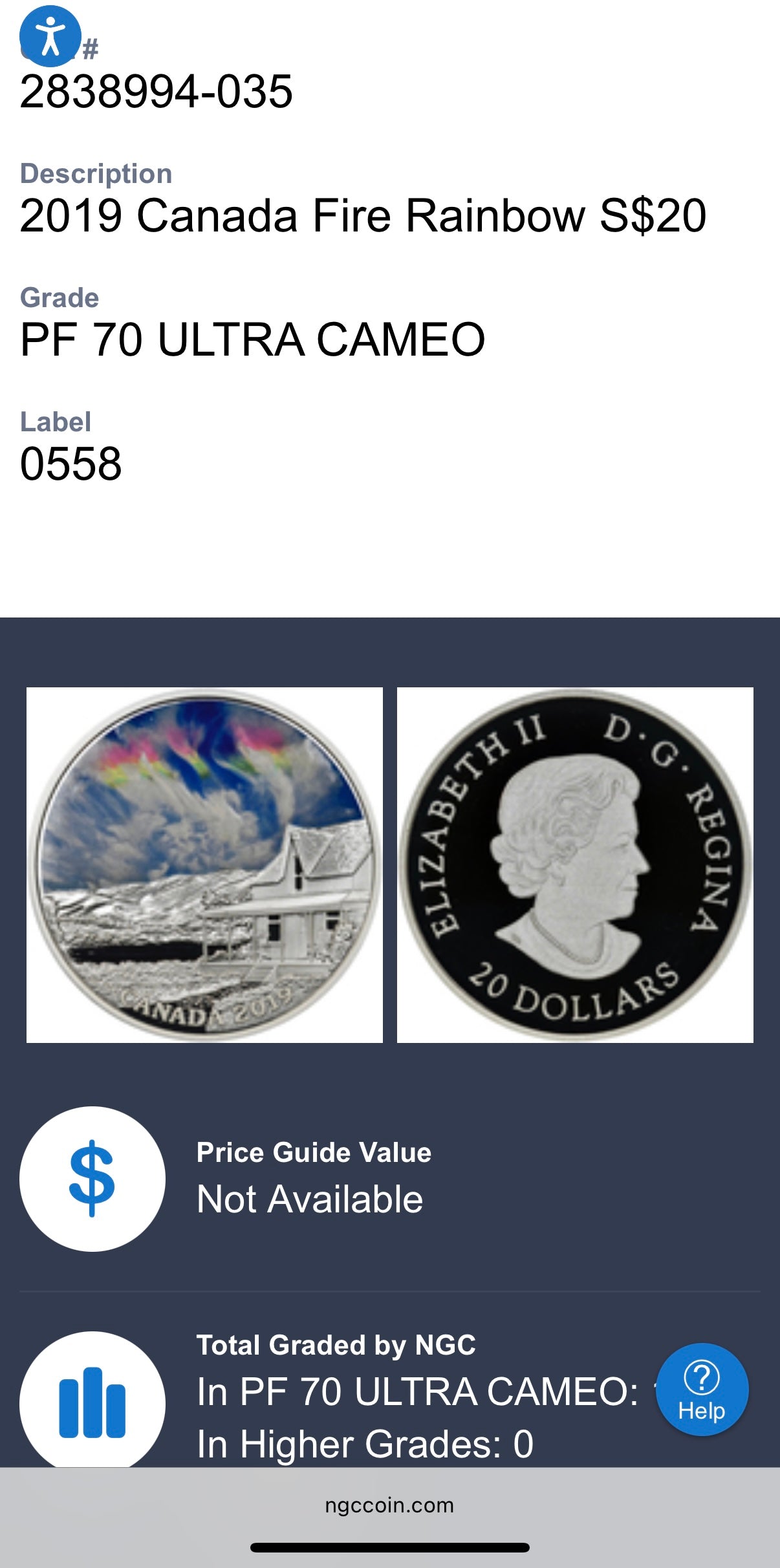 2019 $20 Canada Silver Dollar PCGS PR70DCAM Sky Wonders Fire Rainbow Colorized (1 of 12) Mint!