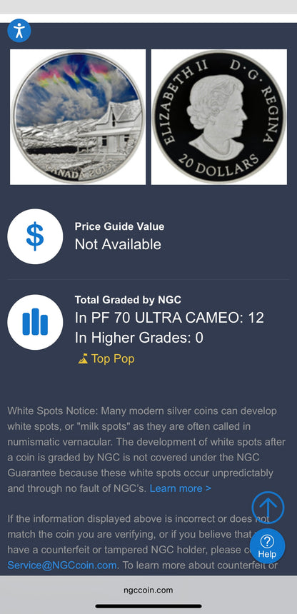 2019 $20 Canada Silver Dollar PCGS PR70DCAM Sky Wonders Fire Rainbow Colorized (1 of 12) Mint!