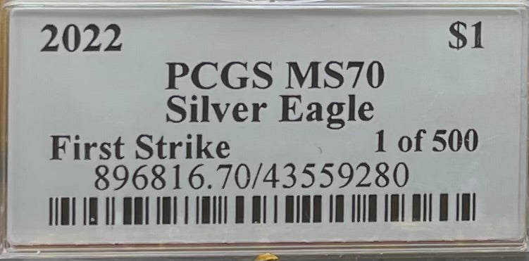 2022 $1 American Silver Eagle PCGS MS70 First Strike U.S. Mint AIP Master Designer Thomas Cleveland Signed Label (1 of 500)
