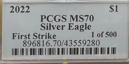 2022 $1 American Silver Eagle PCGS MS70 First Strike U.S. Mint AIP Master Designer Thomas Cleveland Signed Label (1 of 500)