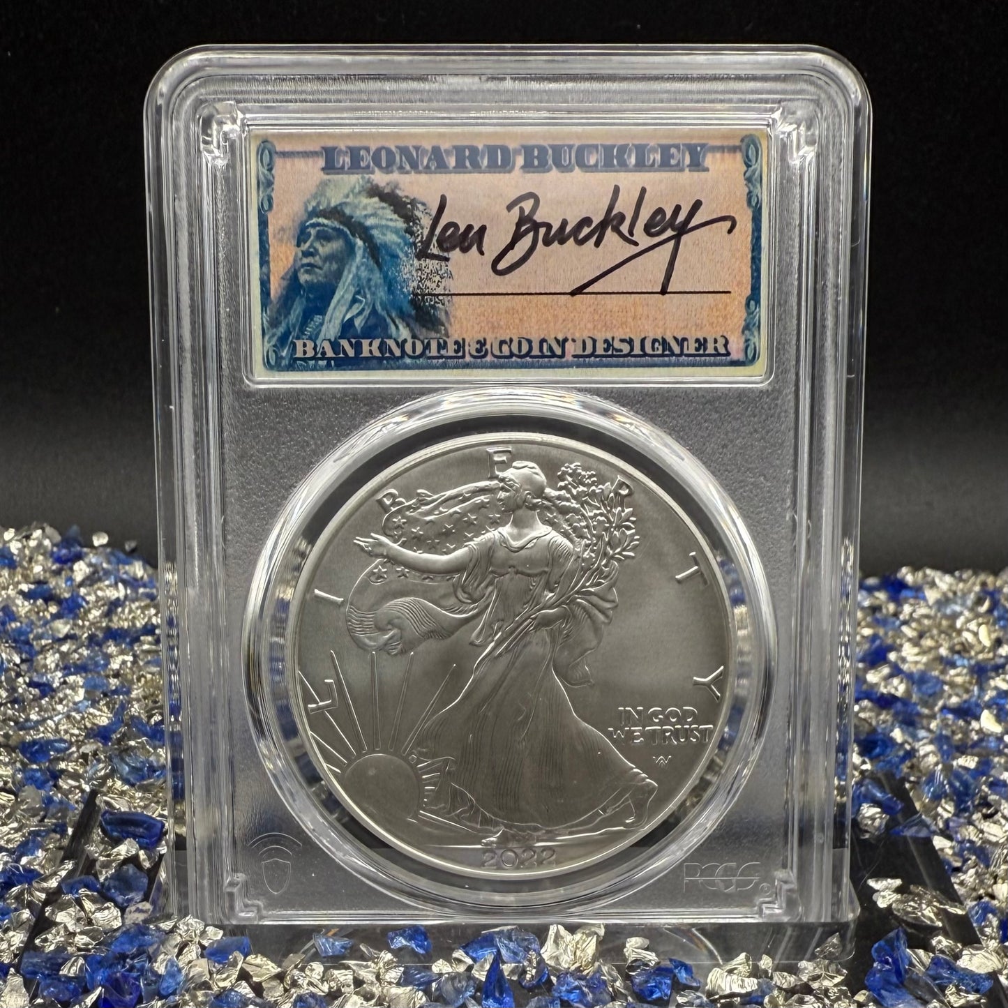 2022 $1 American Silver Eagle PCGS MS70 FDOI Leonard Buckley Signed Rare 1 of 200 Mint