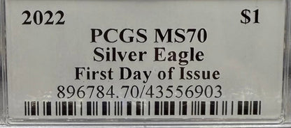 2022 $1 American Silver Eagle PCGS MS70 FDOI Leonard Buckley Signed Rare 1 of 200 Mint