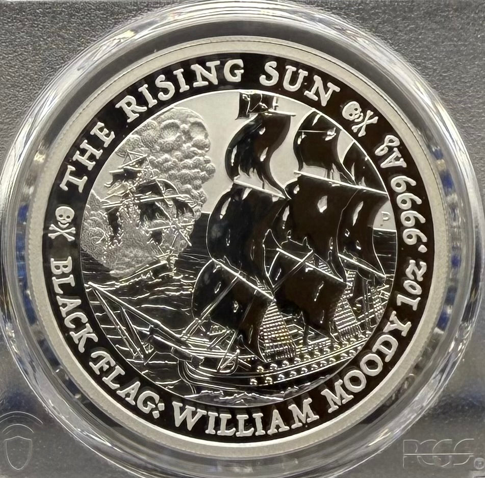 2022-P 1 oz Tuvaluan Silver Dollar $1 PCGS MS70 The Rising Sun - Black Flag (1 of 33) Mint!