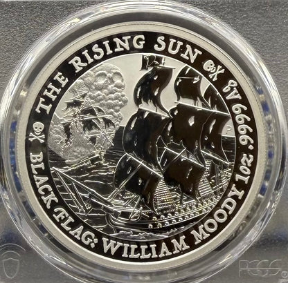 2022-P 1 oz Tuvaluan Silver Dollar $1 PCGS MS70 The Rising Sun - Black Flag (1 of 33) Mint!