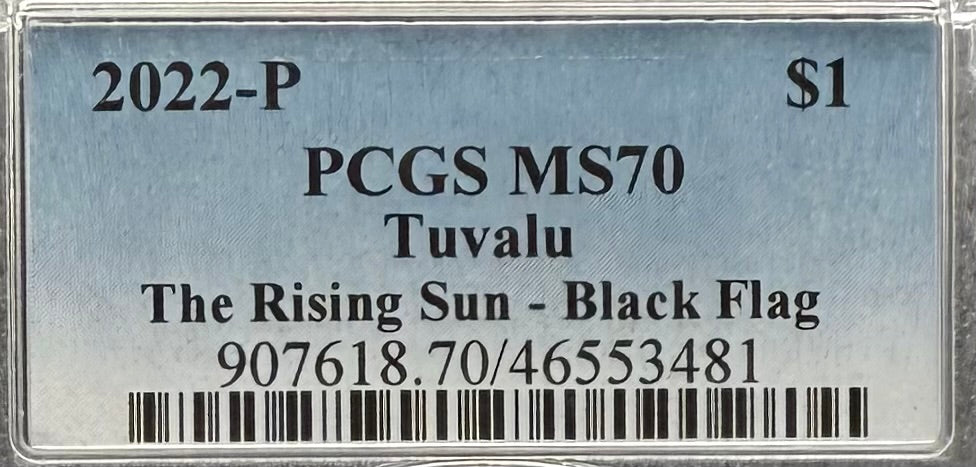 2022-P 1 oz Tuvaluan Silver Dollar $1 PCGS MS70 The Rising Sun - Black Flag (1 of 33) Mint!
