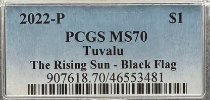 2022-P 1 oz Tuvaluan Silver Dollar $1 PCGS MS70 The Rising Sun - Black Flag (1 of 33) Mint!
