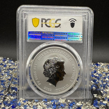 2022-P 1 oz Tuvaluan Silver Dollar $1 PCGS MS70 The Rising Sun - Black Flag (1 of 33) Mint!