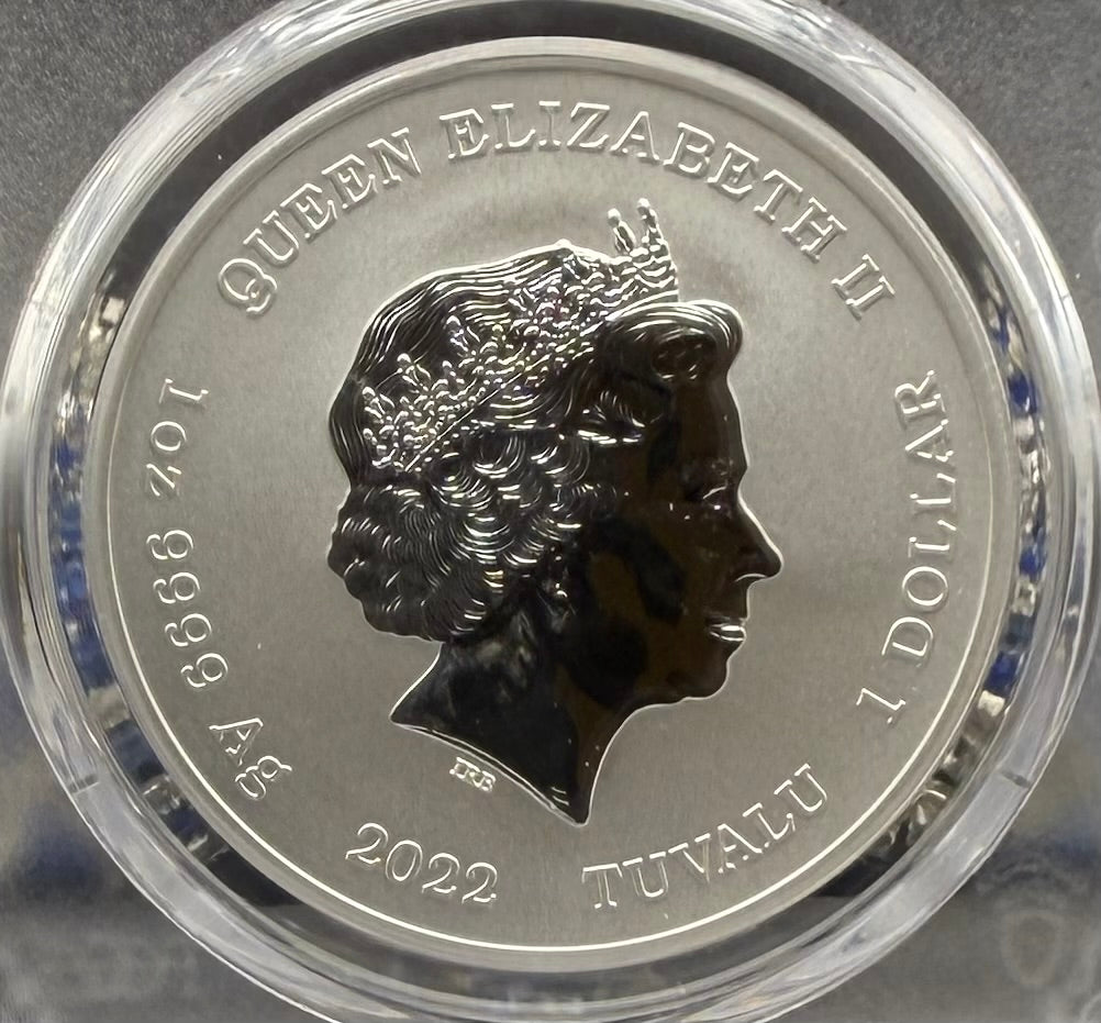 2022-P 1 oz Tuvaluan Silver Dollar $1 PCGS MS70 The Rising Sun - Black Flag (1 of 33) Mint!