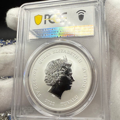 2022-P 1 oz Tuvaluan Silver Dollar $1 PCGS MS70 The Rising Sun - Black Flag (1 of 33) Mint!