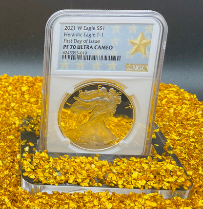 Proof 2021 Type 1 (W) $1 American Silver Eagle NGC PF70 First Day of Issue West Point Gold Star Label Mint Condition (1 of 6,809)