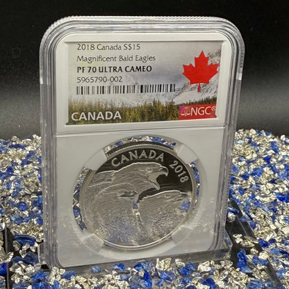 2018 $15 Canada Silver Dollar NGC PF70UC Magnificent Bald Eagles Spotless (1 of 6) Mint!