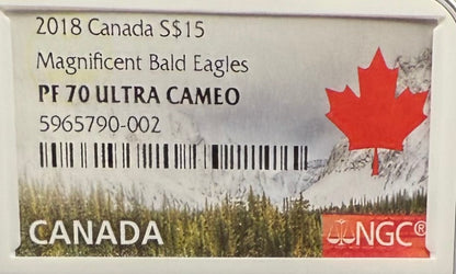 2018 $15 Canada Silver Dollar NGC PF70UC Magnificent Bald Eagles Spotless (1 of 6) Mint!