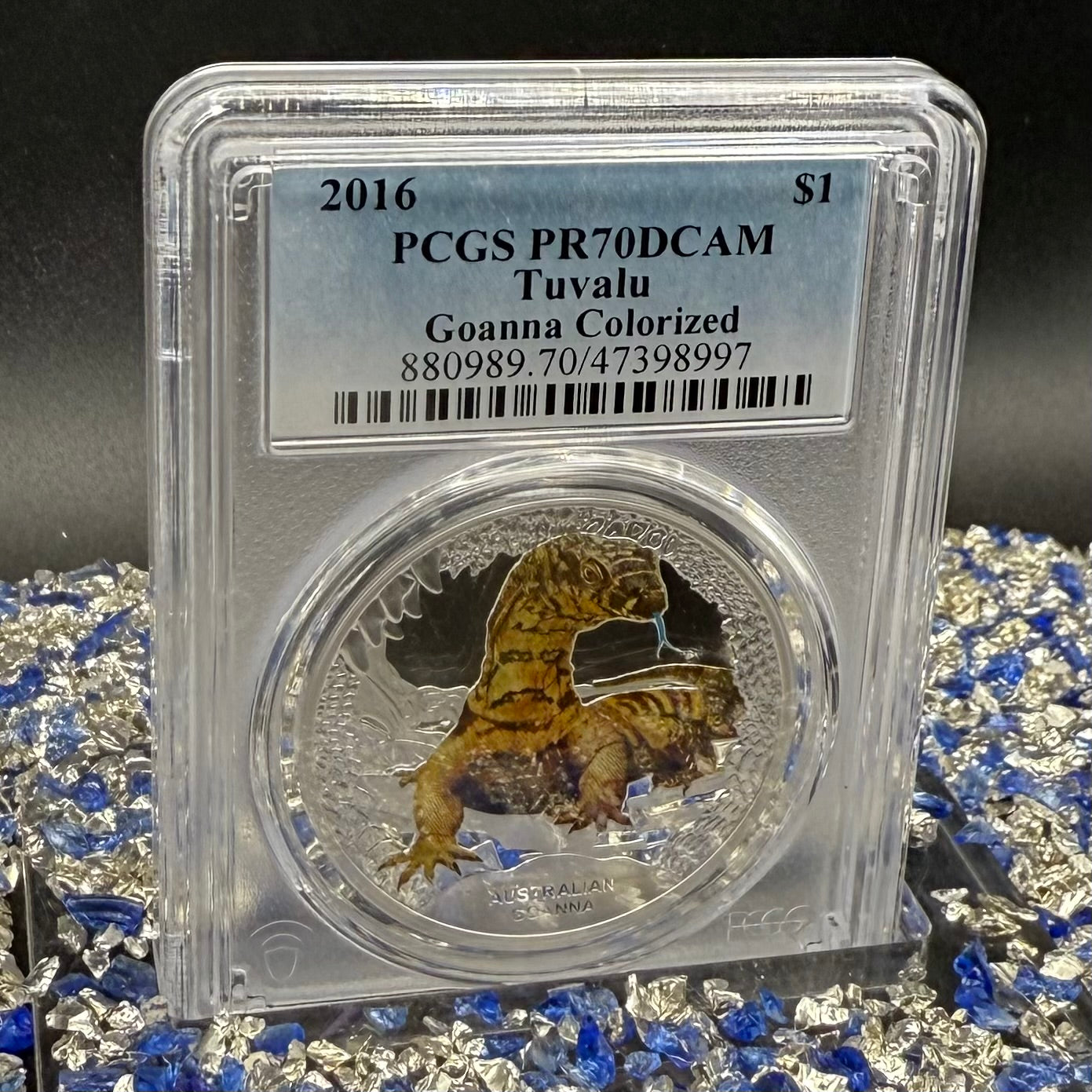 2016 1 oz Tuvaluan Silver Dollar $1 PCGS PR70DCAM Remarkable Reptiles Goanna Colorized (1 of 3)