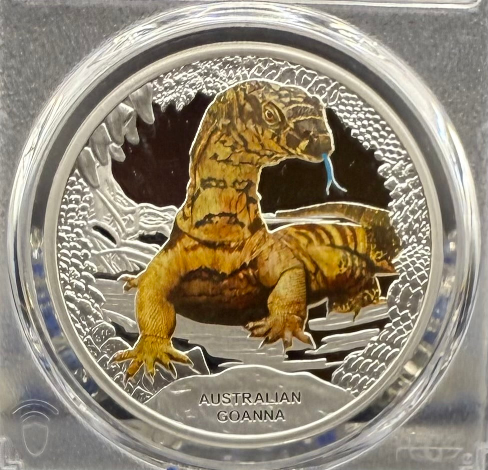 2016 1 oz Tuvaluan Silver Dollar $1 PCGS PR70DCAM Remarkable Reptiles Goanna Colorized (1 of 3)