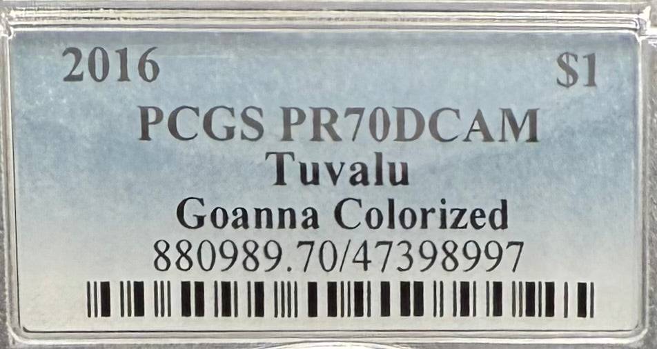 2016 1 oz Tuvaluan Silver Dollar $1 PCGS PR70DCAM Remarkable Reptiles Goanna Colorized (1 of 3)