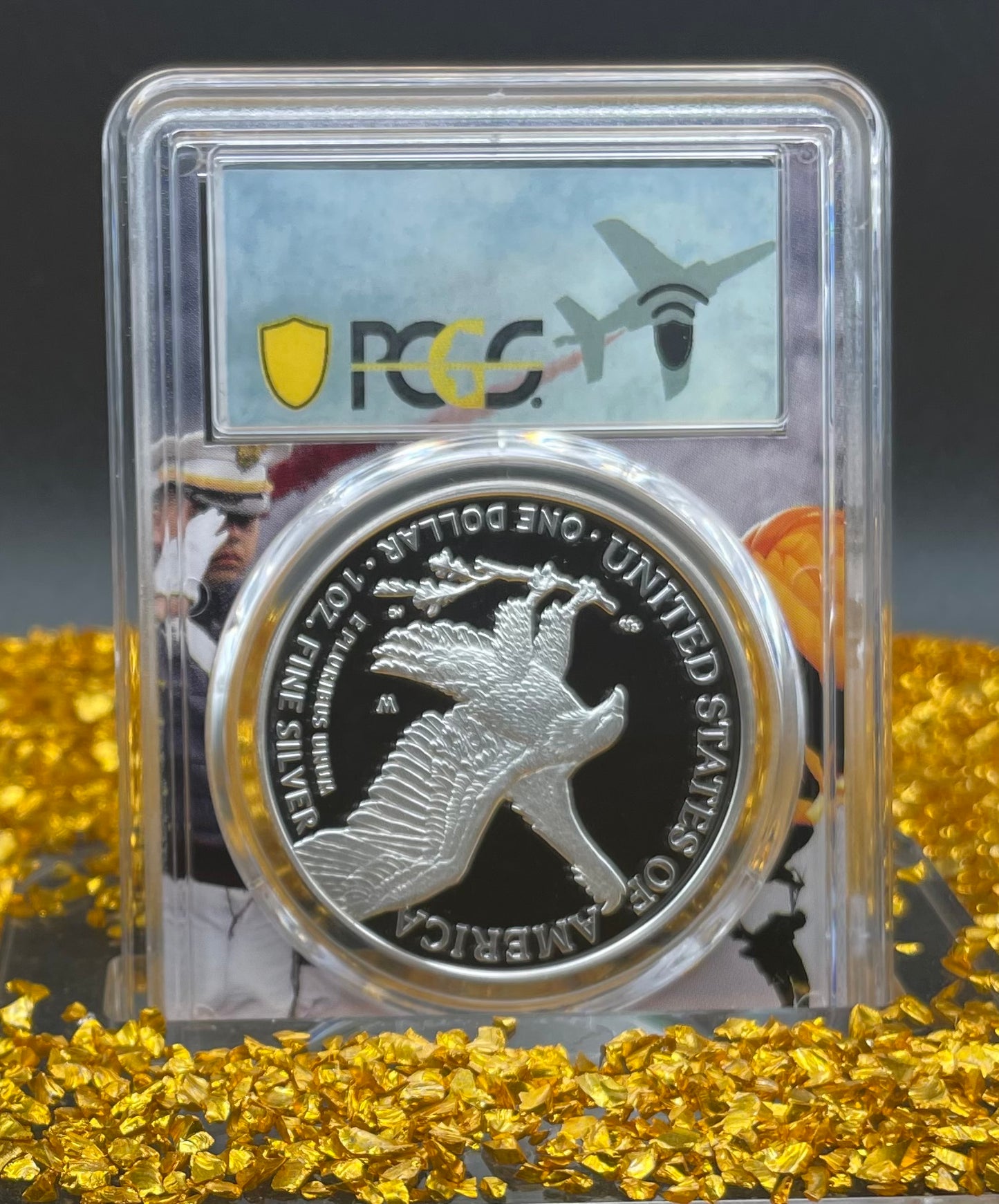 Proof 2023 (W) $1 American Silver Eagle PCGS PR70DCAM West Point Fighter Jet Label Congratulations Set Mint Condition (1 of 24)
