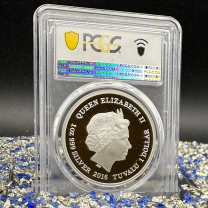 2016 1 oz Tuvaluan Silver Dollar $1 PCGS PR70DCAM Remarkable Reptiles Goanna Colorized (1 of 3)