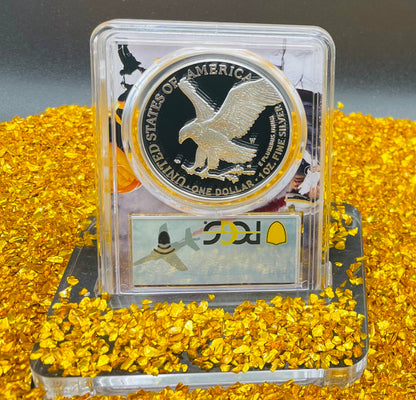 Proof 2023 (W) $1 American Silver Eagle PCGS PR70DCAM West Point Fighter Jet Label Congratulations Set Mint Condition (1 of 24)