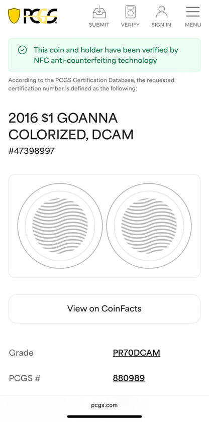 2016 1 oz Tuvaluan Silver Dollar $1 PCGS PR70DCAM Remarkable Reptiles Goanna Colorized (1 of 3)