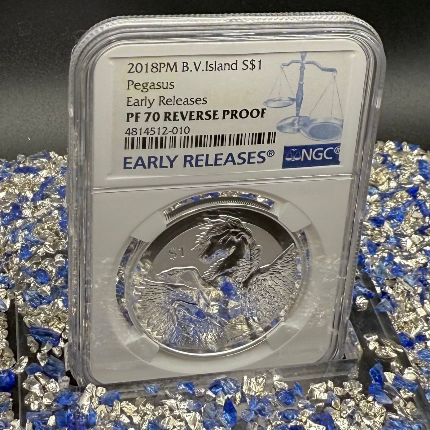 2018 British Virgin Islands Silver Dollar $1 NGC Early Releases PF70UC Pegasus (1 of 130) Mint!