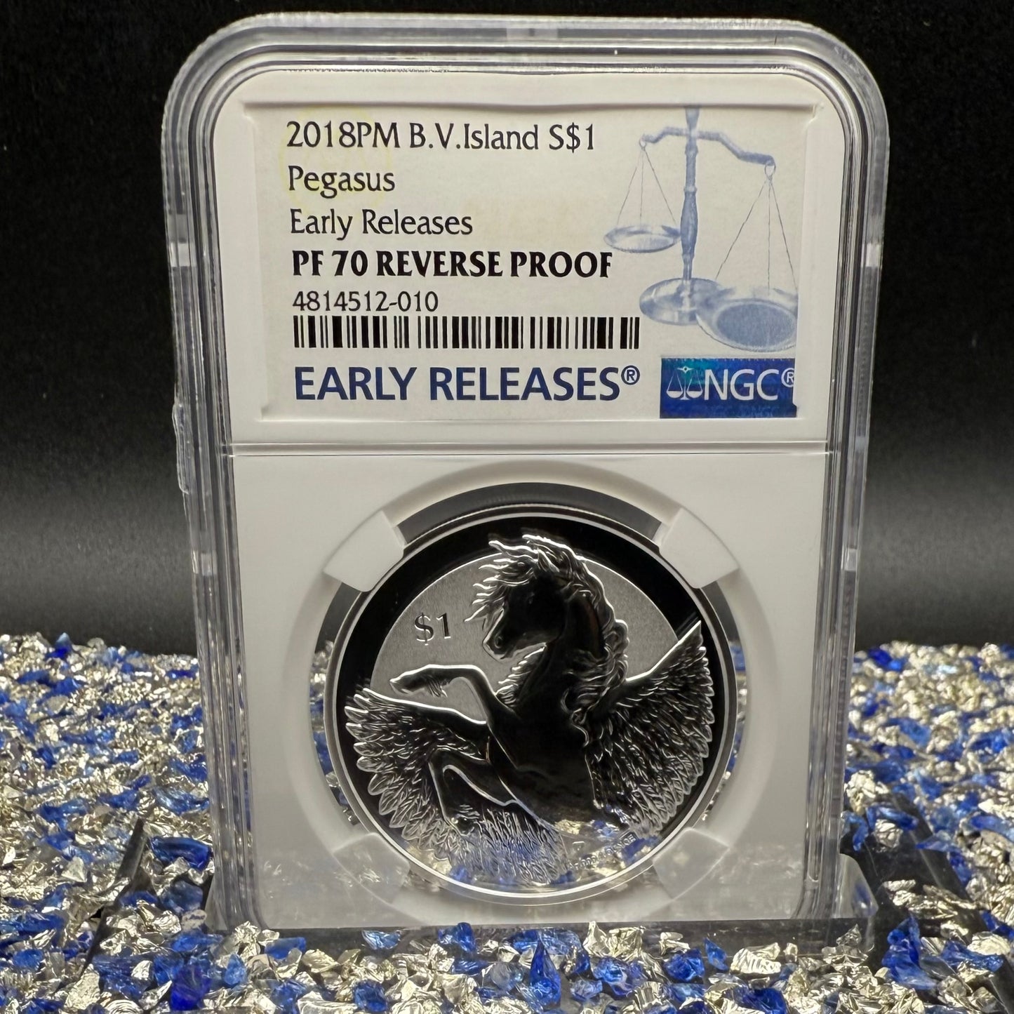 2018 British Virgin Islands Silver Dollar $1 NGC Early Releases PF70UC Pegasus (1 of 130) Mint!