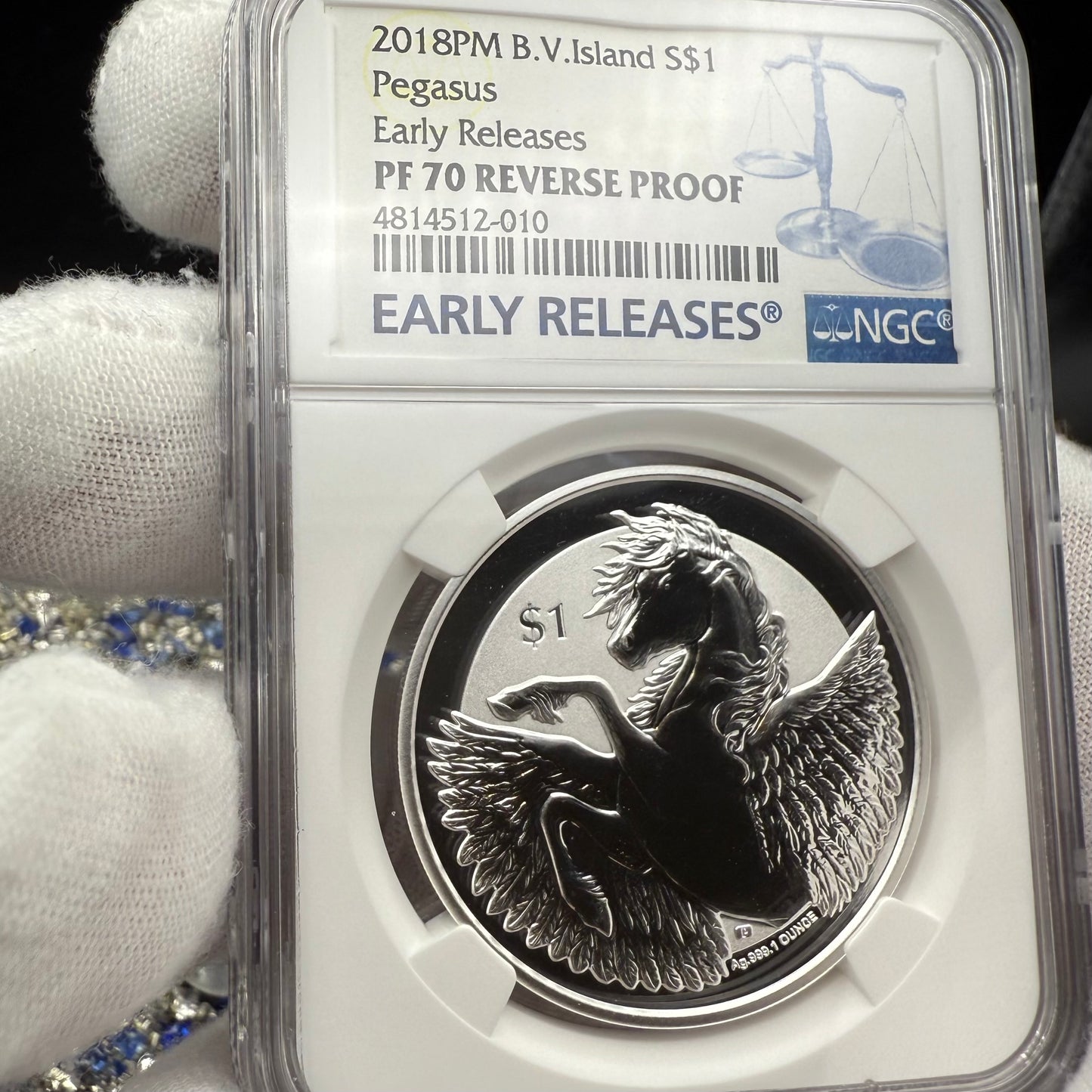 2018 British Virgin Islands Silver Dollar $1 NGC Early Releases PF70UC Pegasus (1 of 130) Mint!