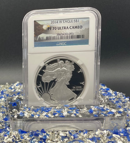 Proof 2014 (W) $1 American Silver Eagle NGC PF70 Eagle Label New Holder (1 of 9,437)