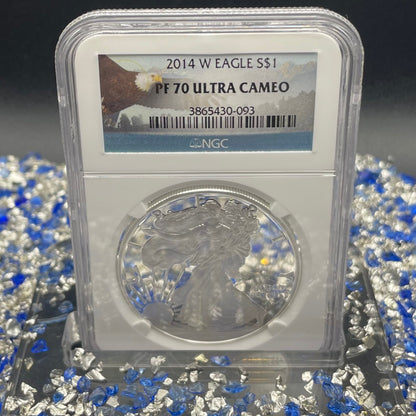 Proof 2014 (W) $1 American Silver Eagle NGC PF70 Eagle Label New Holder (1 of 9,437)
