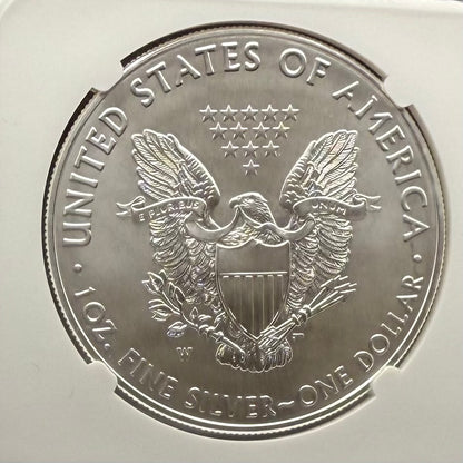 Burnished 2017 (W) $1 American Silver Eagle NGC MS70 FDOI Classic Blue Label Mint!