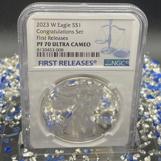 Proof 2023 (W) $1 American Silver Eagle NGC PF70 First Releases Congratulations Set Modern Blue Label (1 of 433)