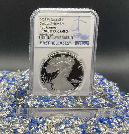 Proof 2023 (W) $1 American Silver Eagle NGC PF70 First Releases Congratulations Set Modern Blue Label (1 of 433)