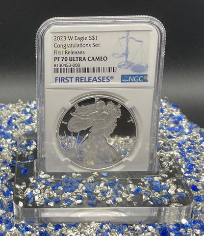 Proof 2023 (W) $1 American Silver Eagle NGC PF70 First Releases Congratulations Set Modern Blue Label (1 of 433)
