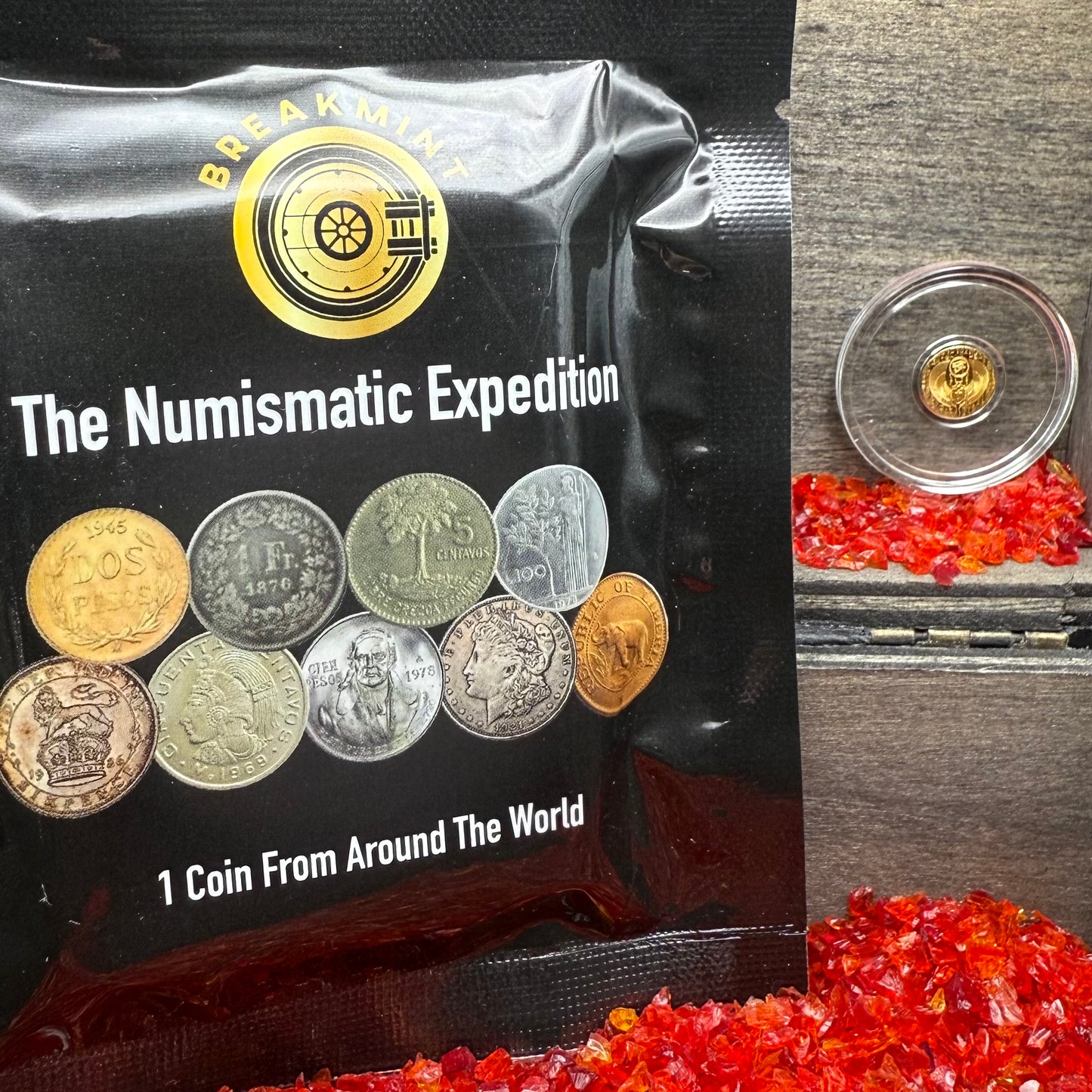 1/200 oz .9999 Fine Gold Bullion Egyptian Scarab by Monarch Precious Metals Proof Like Finish, Capsule & One World Coin