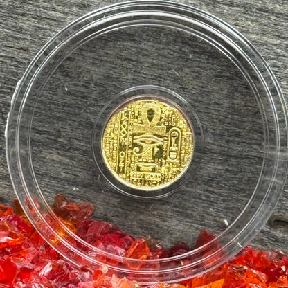 1/200 oz .9999 Fine Gold Bullion Egyptian Scarab by Monarch Precious Metals Proof Like Finish, Capsule & One World Coin