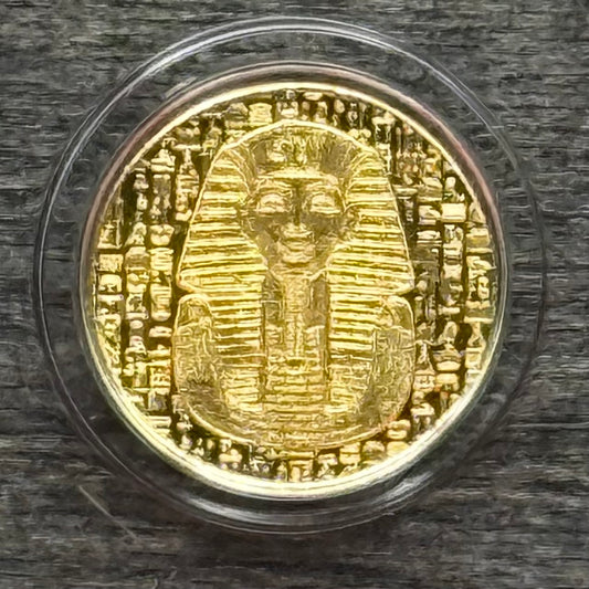 1/200 oz .9999 Fine Gold Bullion Egyptian King Tut by Monarch Precious Metals Proof Like Finish, Capsule & One World Coin