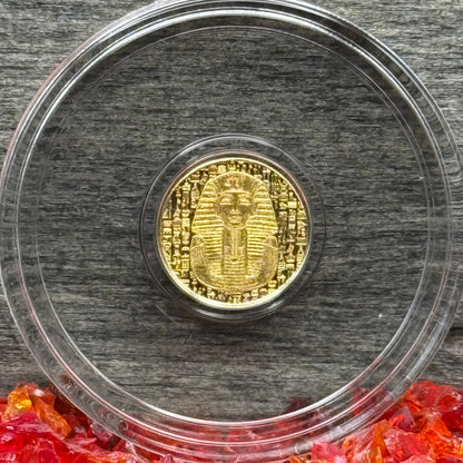 1/200 oz .9999 Fine Gold Bullion Egyptian King Tut by Monarch Precious Metals Proof Like Finish, Capsule & One World Coin