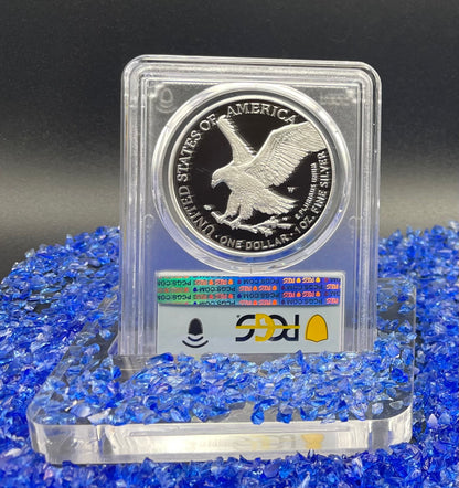 Proof 2023 (W) $1 American Silver Eagle PCGS PR70DCAM FDOI American Flag Label Congratulations Set. Mint Condition (1 of 695)