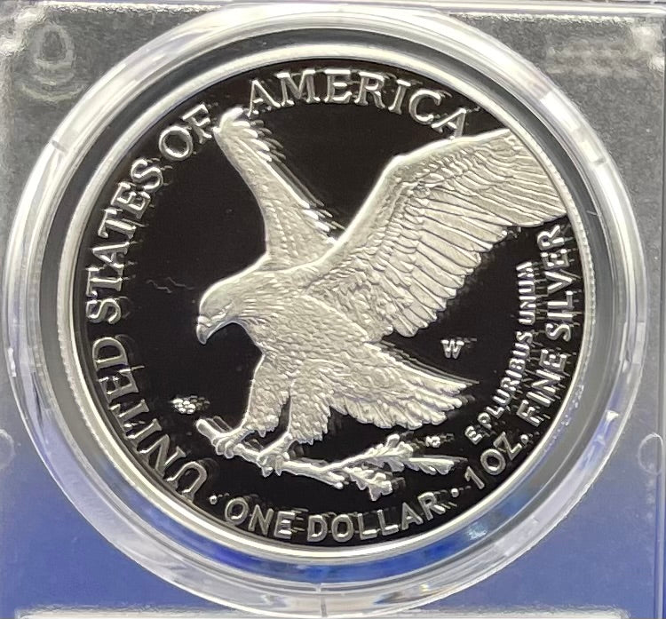 Proof 2023 (W) $1 American Silver Eagle PCGS PR70DCAM FDOI American Flag Label Congratulations Set. Mint Condition (1 of 695)