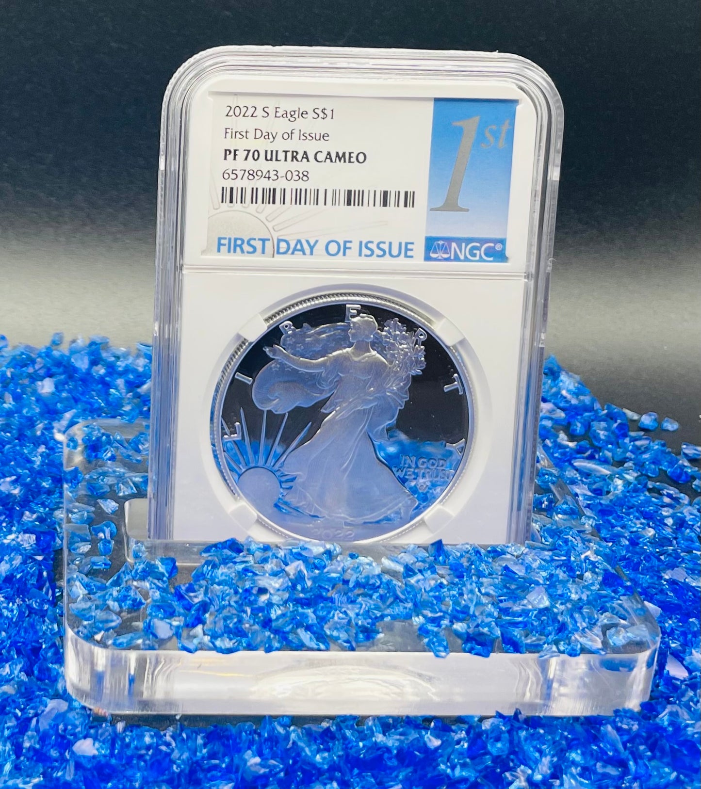 Proof 2022 (S) $1 American Silver Eagle NGC PF70 FDOI Label White Core Mint Condition (1 of 3,825)