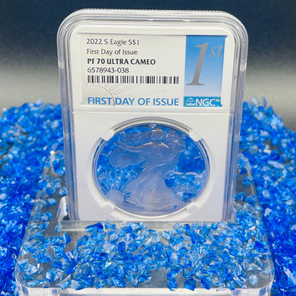 Proof 2022 (S) $1 American Silver Eagle NGC PF70 FDOI Label White Core Mint Condition (1 of 3,825)
